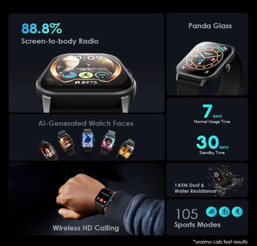 Oraimo Smart Watch OSW-805 with Fitness Tracking, Smart Notifications & Modern Minimalist Design