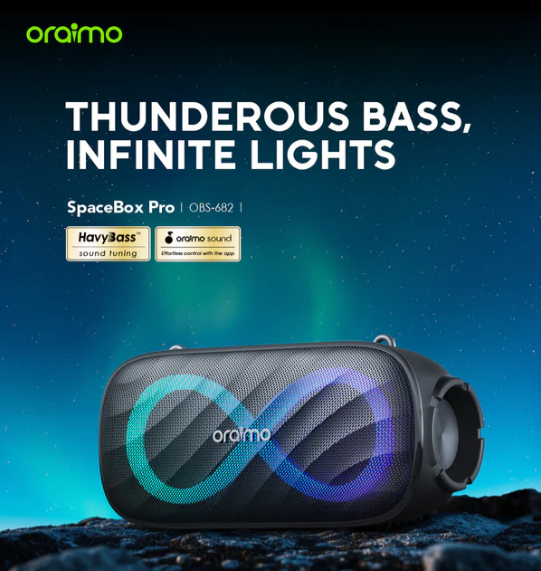 Oraimo SpaceBox Pro OBS-682 Portable Bluetooth Speaker with Powerful Sound & Wireless Playback
