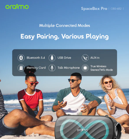 Oraimo SpaceBox Pro OBS-682 Portable Bluetooth Speaker with Powerful Sound & Wireless Playback
