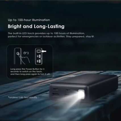 Oraimo OPB-1201 20000mAh Power Bank with Fast Charging & High-Capacity Backup for Phones and Tablets