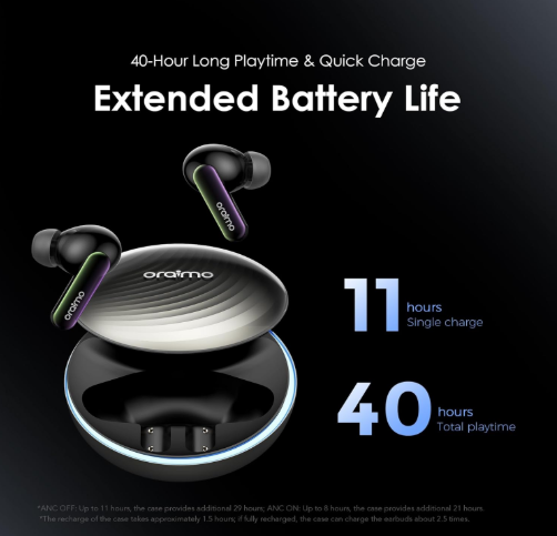 Oraimo OTW-630 Space Buds True Wireless Earbuds with Hybrid ANC, Custom Voice Prompts & Immersive Audio
