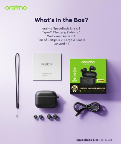 Oraimo Spacebuds OTW-324 True Wireless Earbuds – Immersive Sound, Secure Fit & Everyday Wireless Freedom
