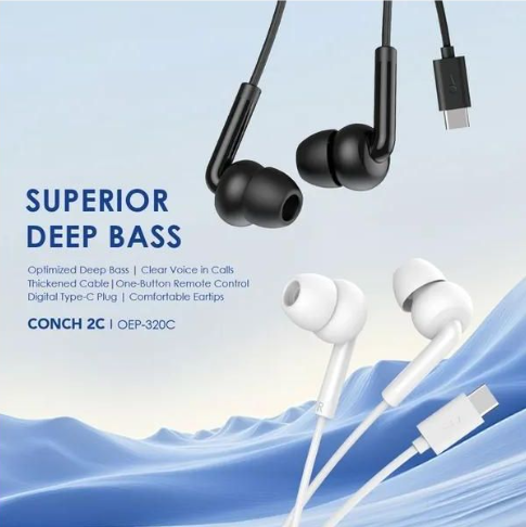 Oraimo Conch 2C OEP-320C Digital USB-C Earphones – Clear Stereo Sound, Comfortable Fit & Reliable Type-C Audio
