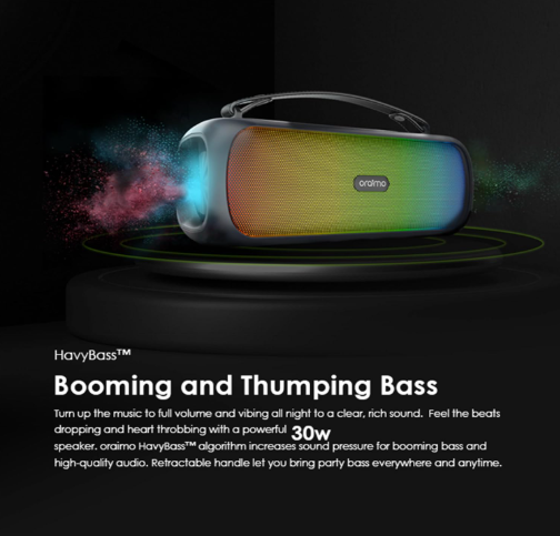 Oraimo Boom OBS-75D 30W Portable Wireless Speaker – Powerful Sound, Deep Bass & Travel-Ready Bluetooth Audio