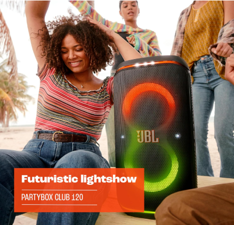 JBL PartyBox 120 Portable Party Speaker – Punchy Bass, Vibrant Light Effects & Powerful JBL Sound On the Go