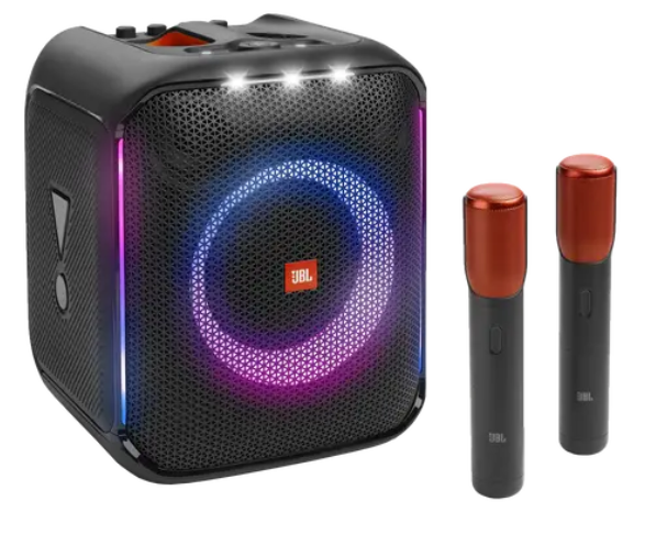 JBL PartyBox Encore with Dual Wireless Microphones – Portable Party Speaker, Deep Bass Power & Interactive Karaoke Experience