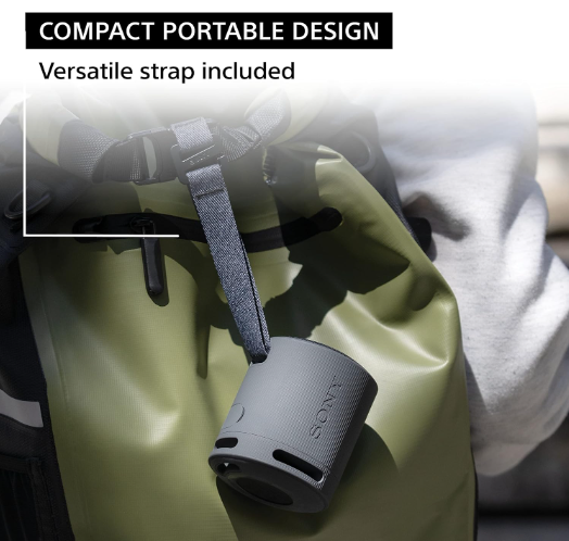 Sony SRS-XB100 Portable Bluetooth Speaker – Super-Compact Wireless Sound, Deep Bass Energy & Adventure-Ready Durability
