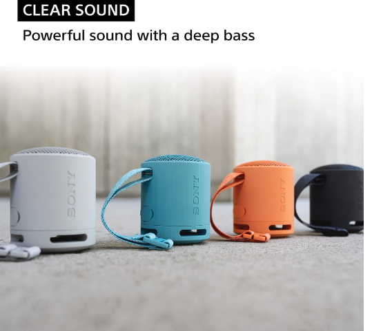 Sony SRS-XB100 Portable Bluetooth Speaker – Super-Compact Wireless Sound, Deep Bass Energy & Adventure-Ready Durability
