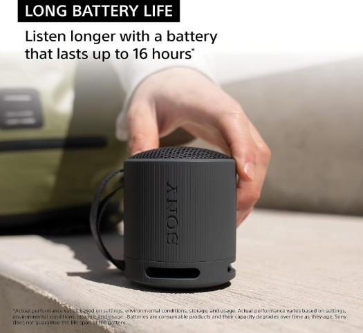 Sony SRS-XB100 Portable Bluetooth Speaker – Super-Compact Wireless Sound, Deep Bass Energy & Adventure-Ready Durability