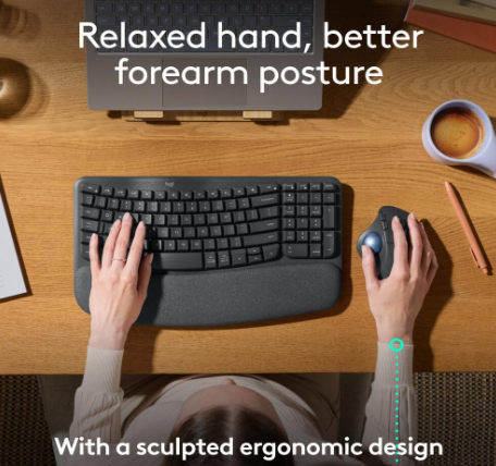Logitech ERGO M575 Wireless Trackball Mouse – Sculpted Ergonomic Control, Thumb-Operated Precision & Workspace-Saving Design (910-005872)