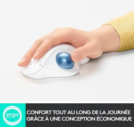 Logitech ERGO M575 Wireless Trackball Mouse – Sculpted Ergonomic Control, Thumb-Operated Precision & Workspace-Saving Design (910-005872)