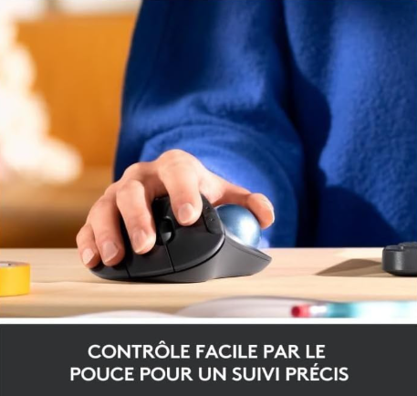 Logitech ERGO M575 Wireless Trackball Mouse – Sculpted Ergonomic Control, Thumb-Operated Precision & Workspace-Saving Design (910-005872)