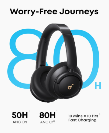 Soundcore Q30 Wireless Headphones by Anker – Hybrid Active Noise Cancellation, Hi-Res Audio, Custom EQ Control & Extended 50-Hour Playtime
