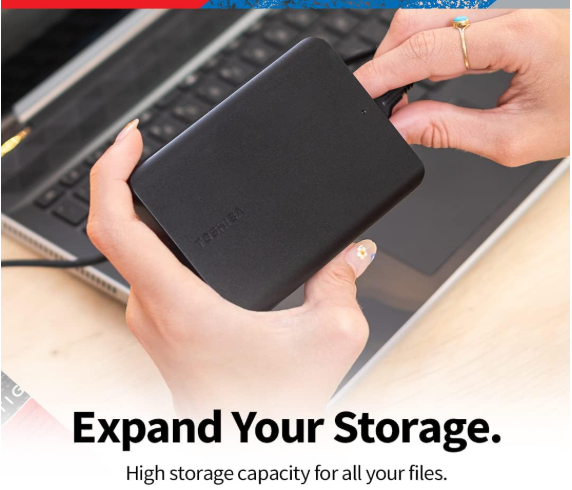 Toshiba Canvio Basics 1TB Portable Hard Drive – Everyday High-Speed File Storage, Compact Travel-Ready Backup & Reliable USB Performance