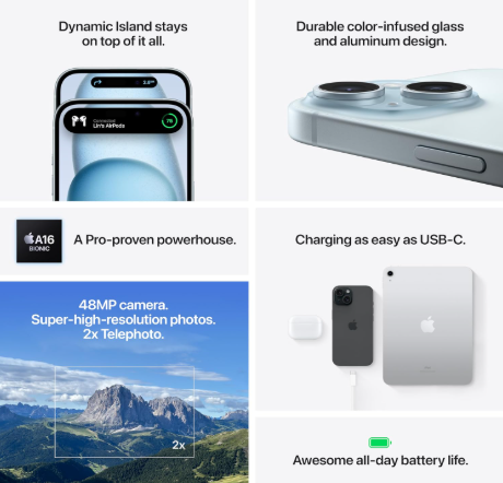 Apple iPhone 15 (128GB) – Next-Gen Performance, Dynamic Display & Precision Camera in a Refined Apple Design