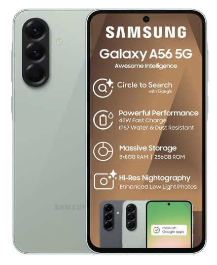 Samsung Galaxy A56 5G – 12GB RAM, 256GB Storage | Ultra-Smooth Multitasking Smartphone with Next-Gen Speed