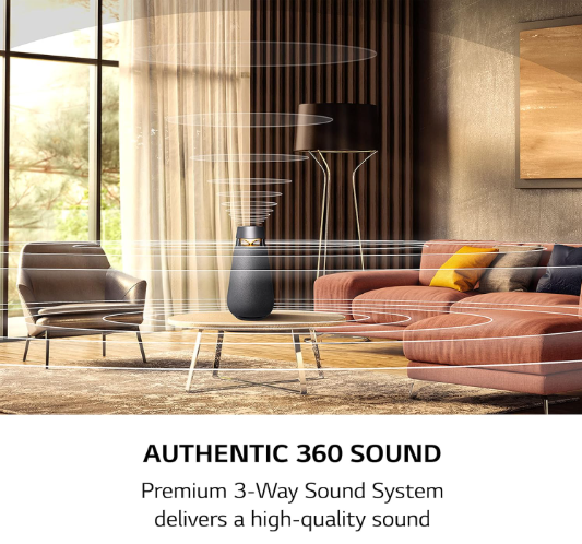 LG XO3QBK XBOOM360 XO3 Bluetooth Speaker – Room-Filling 360° Sound with Sculptural Design & Signature LG Audio