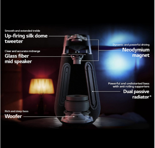 LG XO3QBK XBOOM360 XO3 Bluetooth Speaker – Room-Filling 360° Sound with Sculptural Design & Signature LG Audio