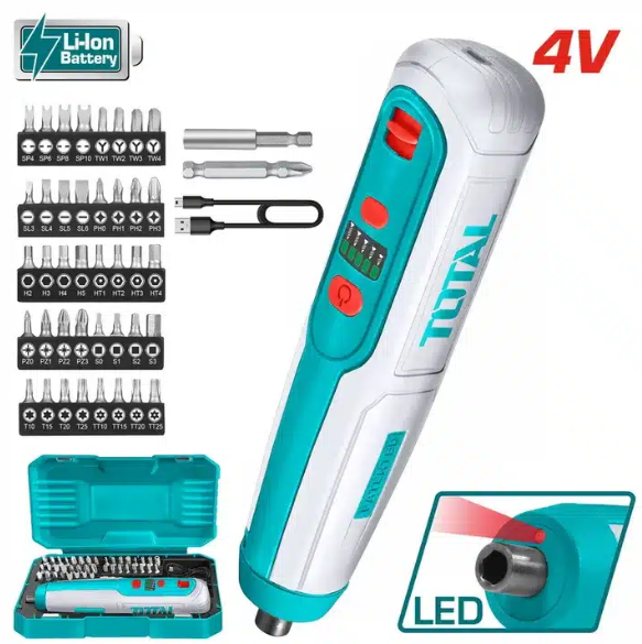 Total TSDLI0403 Lithium-Ion Cordless Screwdriver – Rechargeable Compact Power Driver for Home, Office & DIY Tasks