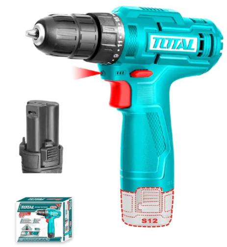 Total TDLI12428 12V Lithium-Ion Cordless Drill – Compact Power Drill for Home Projects, Installations & Everyday Drilling Tasks