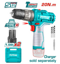 Total TIDLI12202 12V Cordless Impact Drill – 20Nm Compact Power Drill for Drilling, Fastening & Installation Work