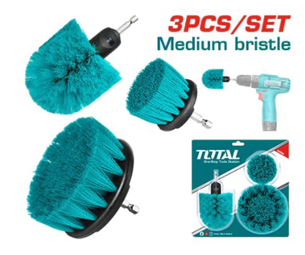 Total TACM3001 3-Piece Medium Bristle Brush Set – Multi-Purpose Cleaning & Surface Prep Brushes for Workshop, Home & DIY Use