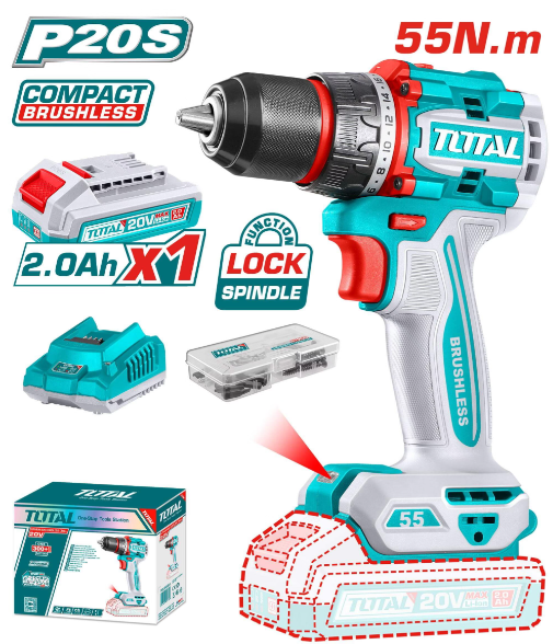 Total TDLI205582 Compact Brushless Cordless Drill – High-Efficiency Power, Precision Control & Everyday Versatility