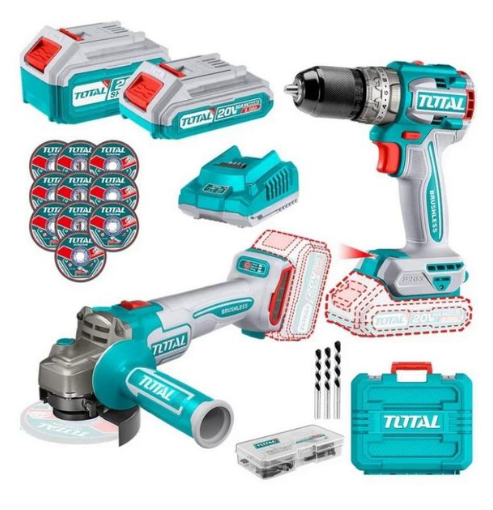 TOTAL TCKLI20273 Cordless 2-Piece Combo Kit – 20V Brushless Power System with 66Nm Torque for Versatile Jobsite Performance