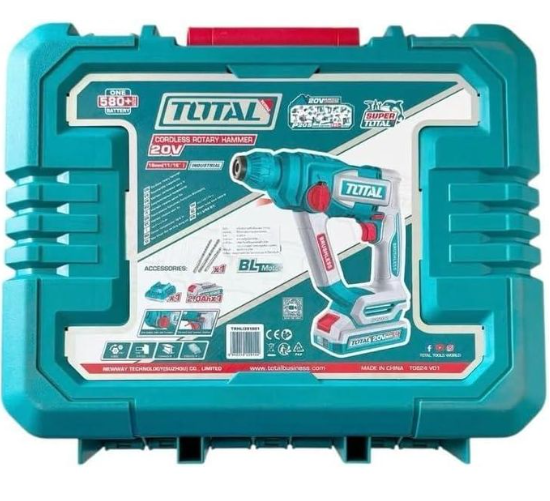 TOTAL TRHLI201881 Cordless Rotary Hammer – Heavy-Duty Cordless Drilling & Chiseling Tool for Concrete, Masonry & Construction Work
