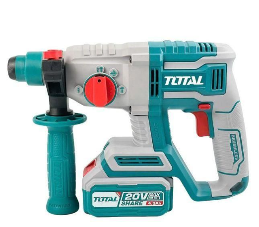 Total TRHLI202081 20V Li-Ion Rotary Hammer – Cordless Concrete Drilling & Hammering Tool for Construction & Installation Work