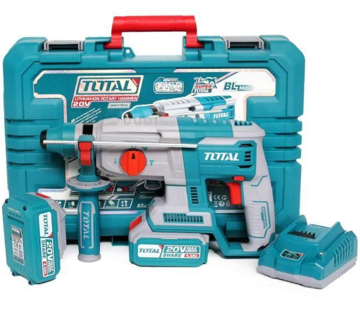 TOTAL TRHLI202287 Cordless Rotary Hammer 20V – High-Impact Concrete & Masonry Drilling Tool for Professional Construction Tasks