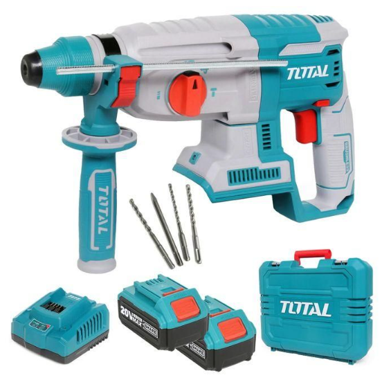 TOTAL TRHLI202287 Cordless Rotary Hammer 20V – High-Impact Concrete & Masonry Drilling Tool for Professional Construction Tasks