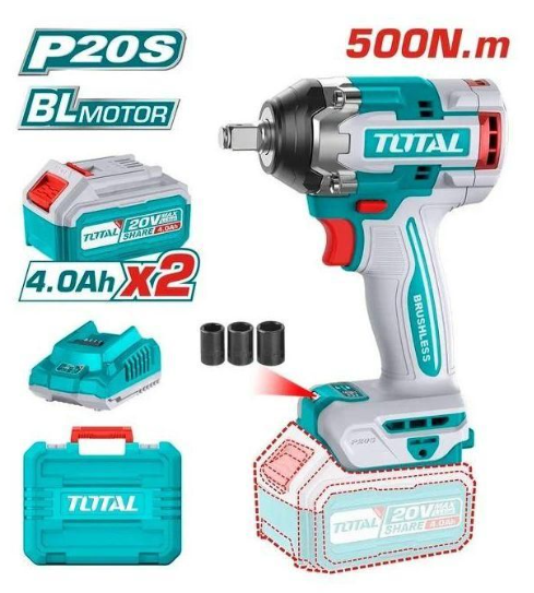 Total TIWLI2050 20V Lithium-Ion Cordless Impact Wrench – Heavy-Duty High-Torque Tool for Automotive, Garage & Assembly Work