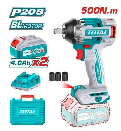 Total TIWLI2050 20V Lithium-Ion Cordless Impact Wrench – Heavy-Duty High-Torque Tool for Automotive, Garage & Assembly Work