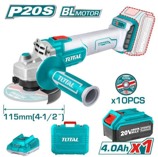Total TAGLI2011587 20V Lithium-Ion Angle Grinder – High-Efficiency Cordless Grinder for Cutting, Deburring & Rapid Surface Preparation