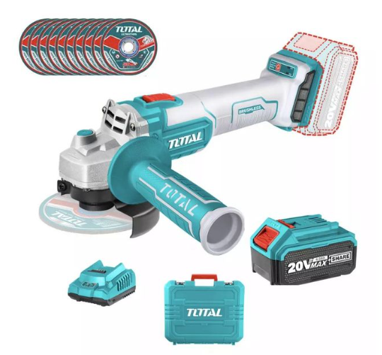 Total TAGLI2011587 20V Lithium-Ion Angle Grinder – High-Efficiency Cordless Grinder for Cutting, Deburring & Rapid Surface Preparation