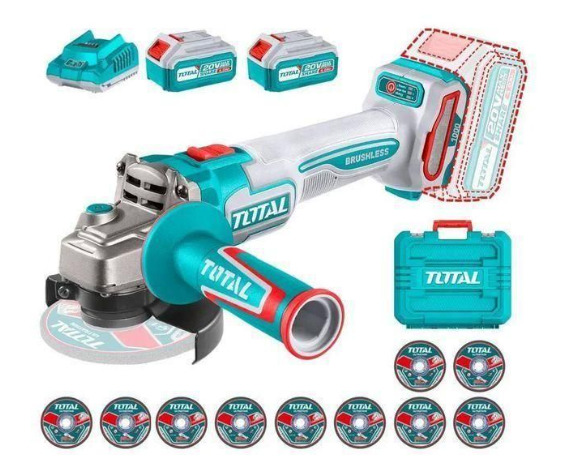 Total TAGLI2211531 Cordless Angle Grinder – High-Control Portable Grinder for Cutting, Edge Refinement & Versatile Workshop Operations