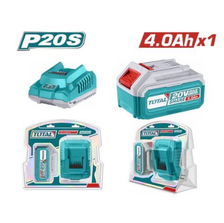 Total TFBCPK1214 P20S 4.0Ah Lithium-Ion Battery & Charger Kit – Extended Runtime Power Bundle for Total 20V Cordless Tools