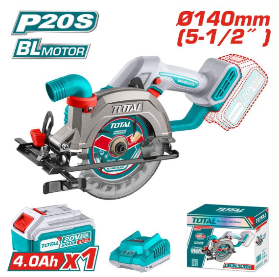 Total TSLI14021 Lithium-Ion Circular Saw & Charger Kit – Cordless Precision Cutting System for Woodworking, Fast Material Sizing & Mobile Jobsite Use