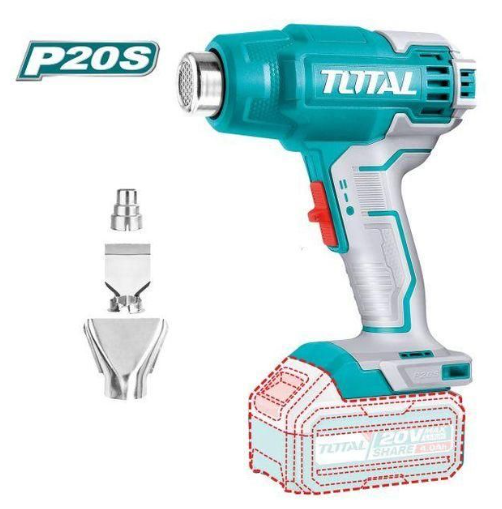 TOTAL TBLI2002 Cordless Heat Gun 20V – Portable Hot Air Tool for Shrink Wrapping, Paint Removal, Drying & Workshop Applications