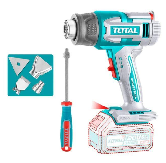 TOTAL TBLI2003 Cordless Heat Gun 20V – Compact Portable Hot Air Tool for Shrink Tubing, Paint Stripping, Drying & Precision Heating Tasks