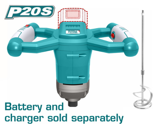 Total TMXLI2001 20V Li-Ion Cordless Mixer – Portable Power Mixing Tool for Paint, Mortar, Adhesives & Construction Materials