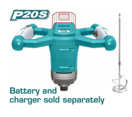 Total TMXLI2001 20V Li-Ion Cordless Mixer – Portable Power Mixing Tool for Paint, Mortar, Adhesives & Construction Materials