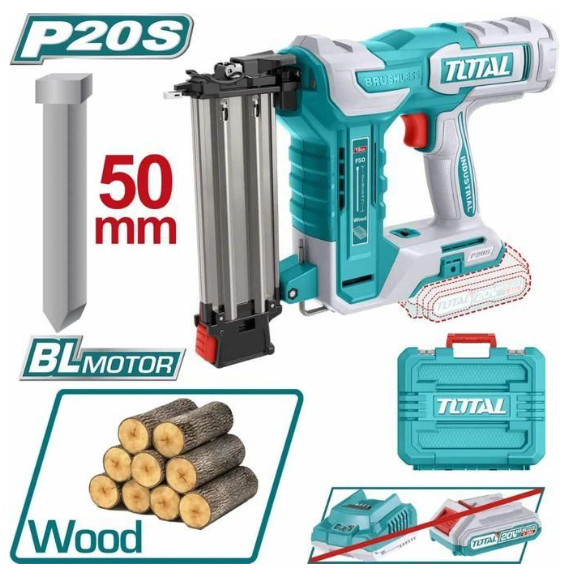 TOTAL TCBNLI5005 20V Cordless Brad Nailer – High-Drive Precision Tool for Seamless Trim, Joinery & Interior Wood Detailing