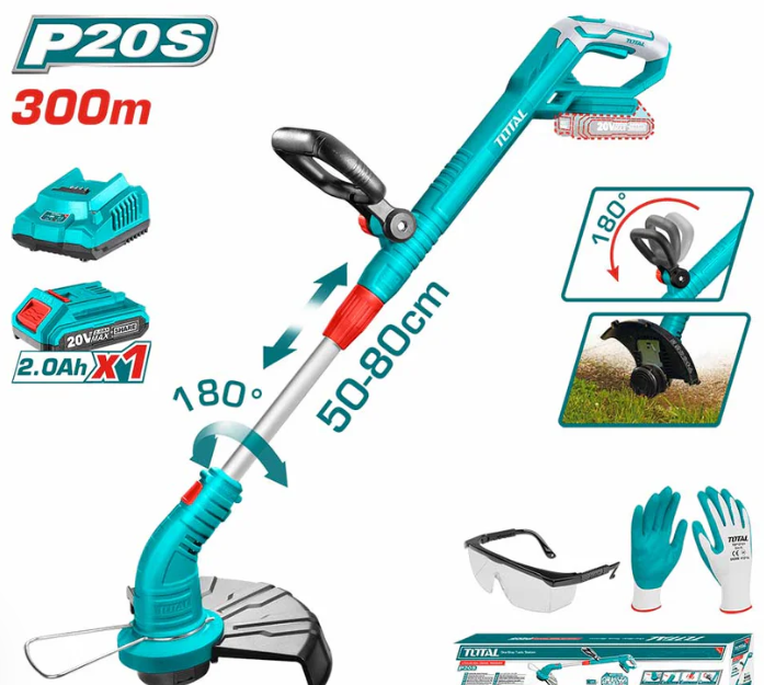 TOTAL TGTLI20301 20V Lithium-Ion Grass Trimmer – Agile Cordless Cutter for Clean Edges, Fast Lawn Touch-Ups & Effortless Garden Control