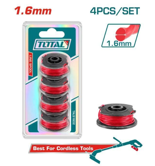 TOTAL TALS1602 1.6mm Line Spool Set (4PCS) – Durable Replacement Trimmer Lines for Smooth Cutting, Cleaner Edges & Consistent Lawn Detailing