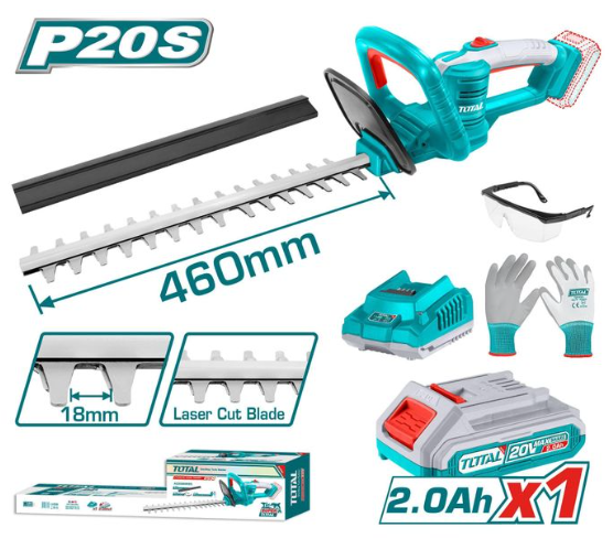 TOTAL THTLI20461 20V Lithium-Ion Hedge Trimmer – Cordless Precision Cutter for Clean Lines, Fast Garden Shaping & Effortless Shrub Maintenance