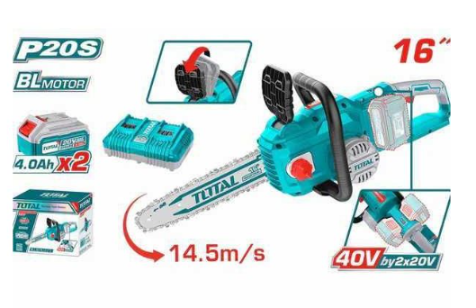 TOTAL TGSLI401682 20V Lithium-Ion Chain Saw – High-Efficiency Cordless Saw for Decisive Cuts, Fast Wood Handling & Modern Outdoor Maintenance