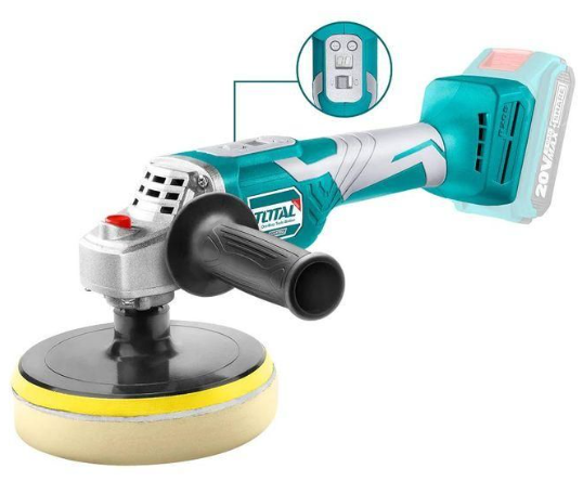 TOTAL TAPLI2001 20V Cordless Angle Polisher – Precision Surface Finishing Tool for High-Gloss Detailing, Smooth Buffing & Professional-Grade Polishing