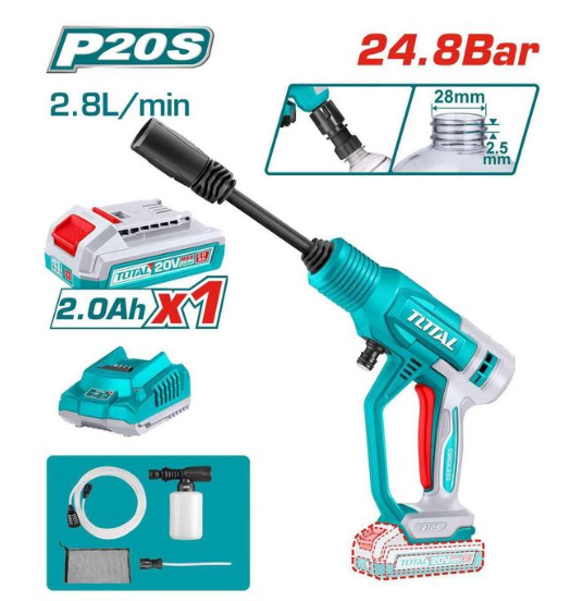 TOTAL TPWLI20362 20V Cordless Pressure Washer – Portable Lithium-Ion Cleaning System for On-Demand Washing, Outdoor Refresh & Anywhere Power Cleaning